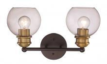  22052 BK-AG - Polverini Two-Tone 2-Light Indoor Armed Vanity Wall Light